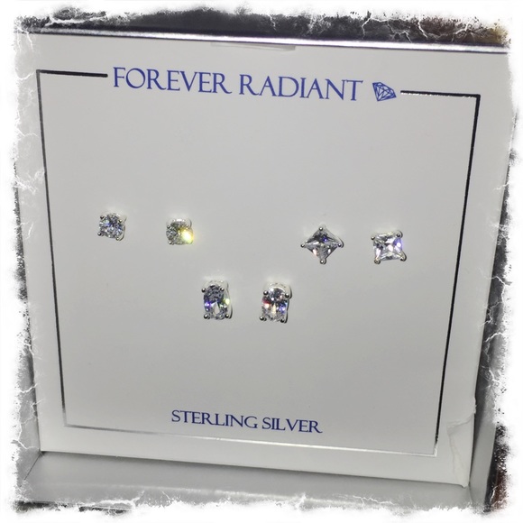 Forever Radiant SS925 3prs AA+ CZ Diamond Earrings - Picture 2 of 8